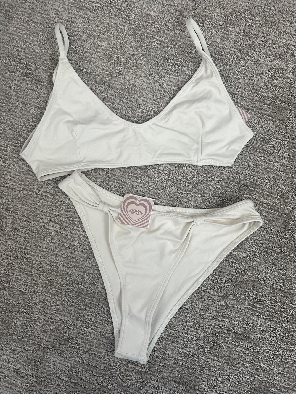 Ivory Bikini Set - Simple Scoop Top & High-Cut Bottoms
